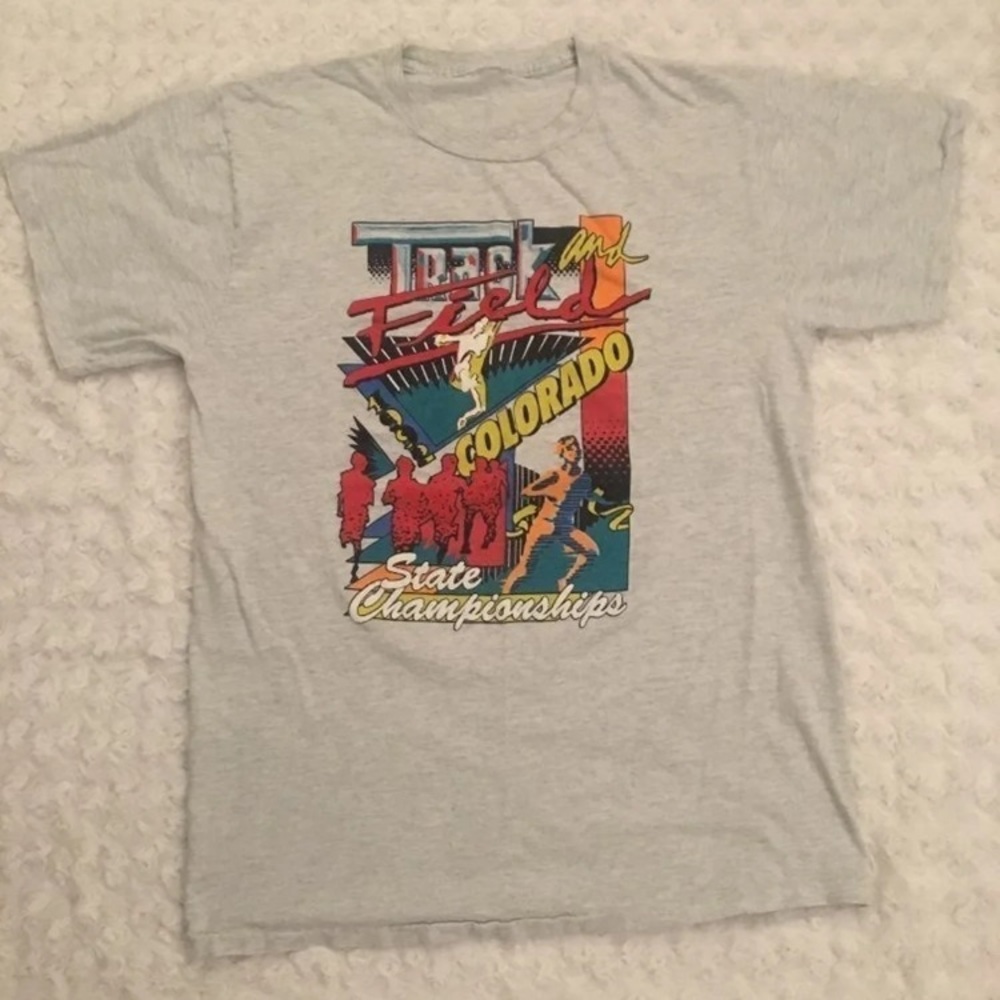 Vintage 90s Bright Track Graphic Tee